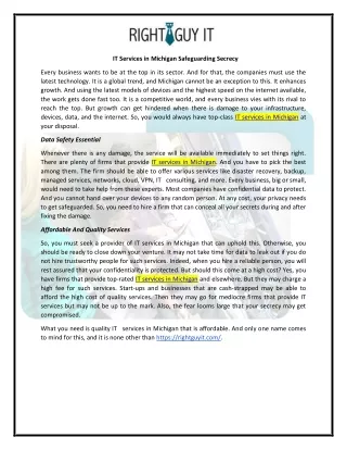 IT Services in Michigan Safeguarding Secrecy