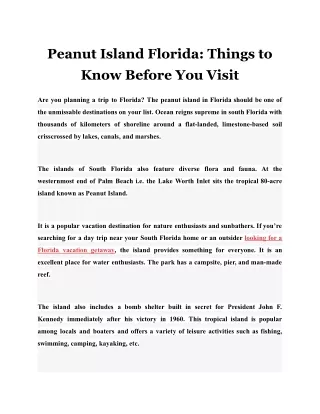 Peanut Island Florida: Things to Know Before You Visit