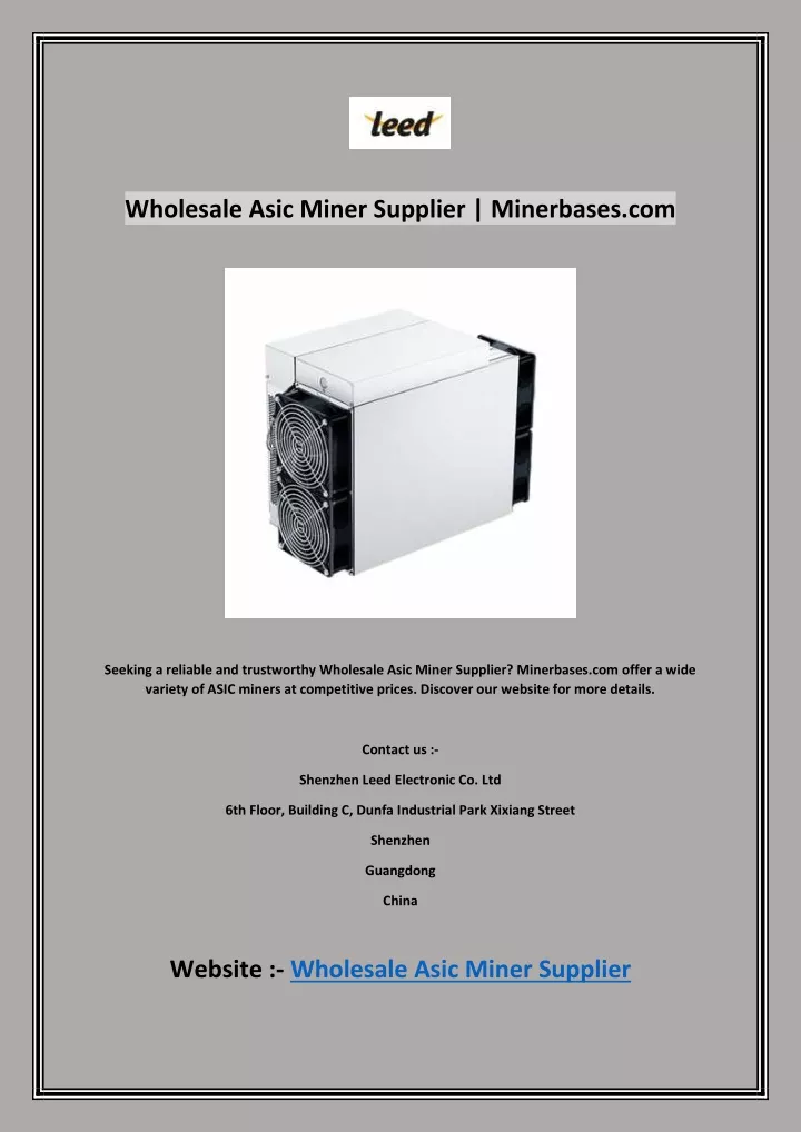 wholesale asic miner supplier minerbases com