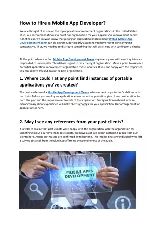 How to Hire a Mobile App Developer