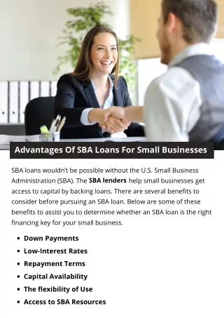 Advantages Of SBA Loans For Small Businesses