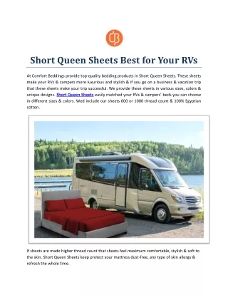 Short Queen Sheets Best for Your RVs