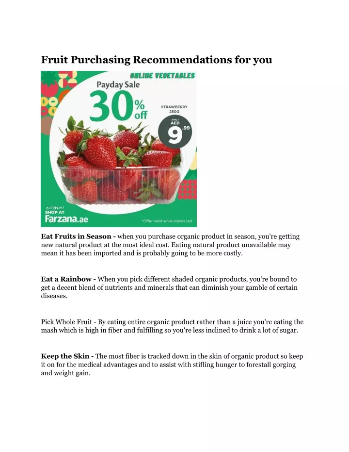 fruit purchasing recommendations for you