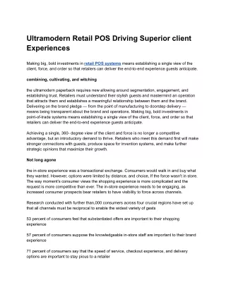 Ultramodern Retail POS Driving Superior client Experiences