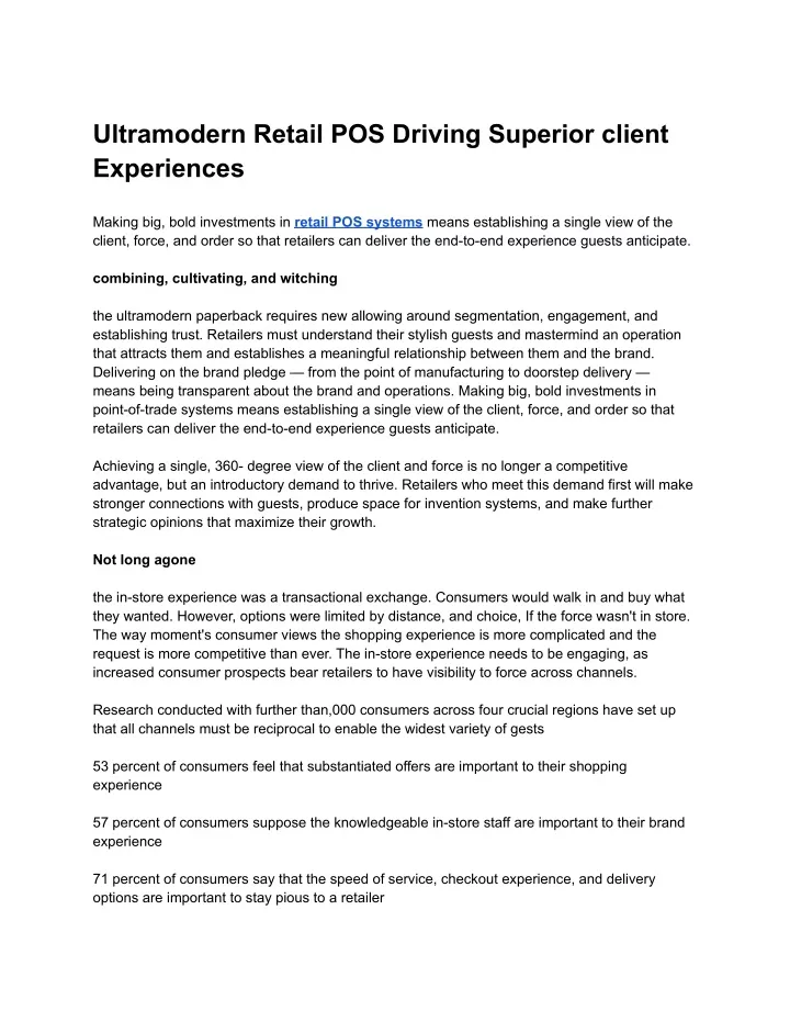 ultramodern retail pos driving superior client