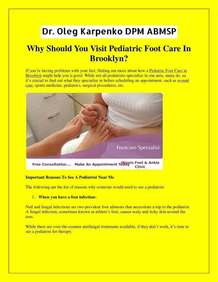 why should you visit pediatric foot care