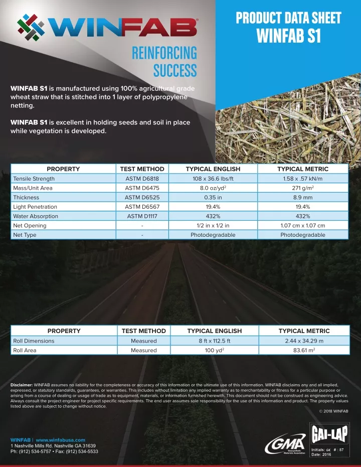 product data sheet winfab s1