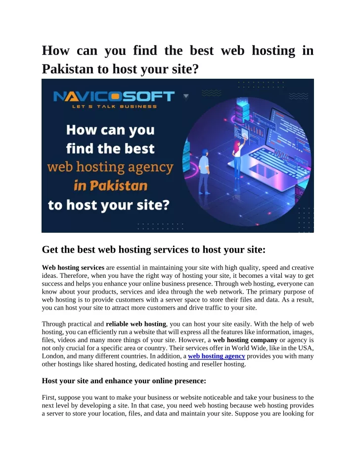 how can you find the best web hosting in pakistan