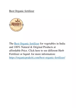 best organic fertilizer
