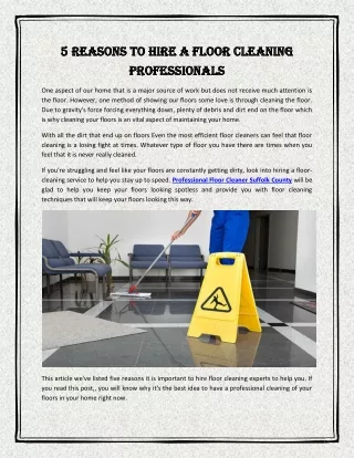 5 Reasons to Hire a Floor Cleaning Professionals