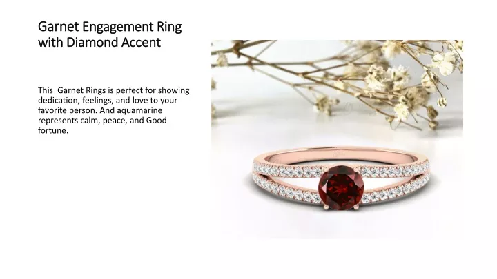 garnet engagement ring with diamond accent