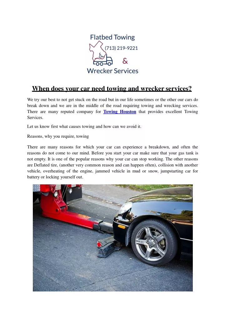 when does your car need towing and wrecker