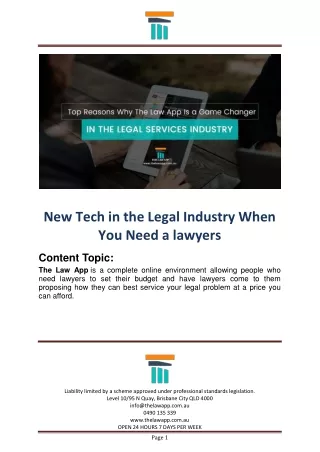 Do you need a lawyer - New Tech in the Legal Industry - The Law App