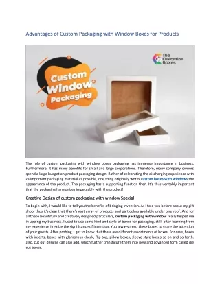 advantages of c advantages of cu ustom packaging