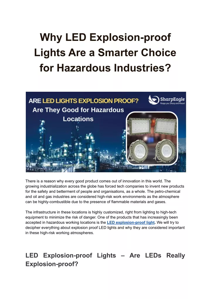 why led explosion proof lights are a smarter