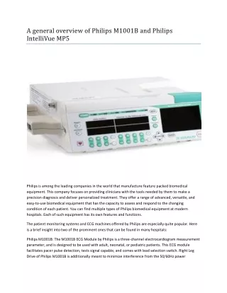 a general overview of philips m1001b and philips