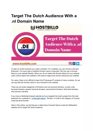 target the dutch audience with a nl domain name