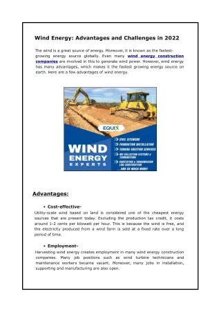 Wind Energy: Advantages and Challenges in 2022