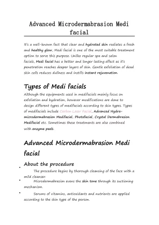 Advanced Microdermabrasion Medi facial
