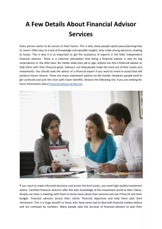 a few details about financial advisor services