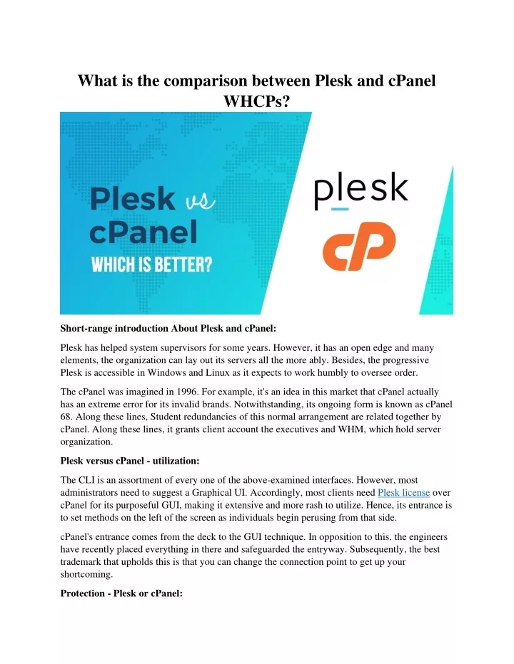 what is the comparison between plesk and cpanel