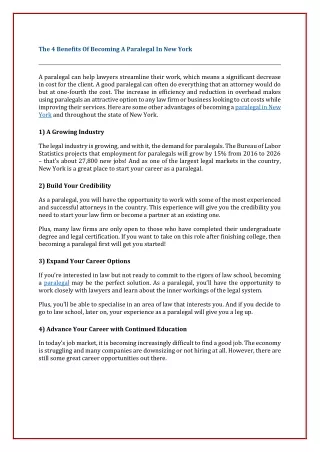 The 4 Benefits Of Becoming A Paralegal In New York