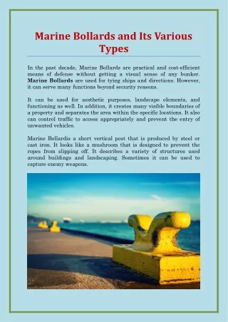 Marine Bollards and Its Various Types