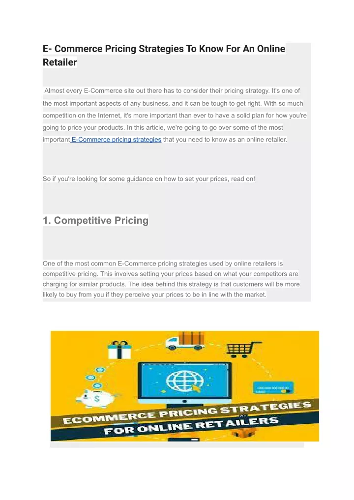 PPT - E- Commerce Pricing Strategies To Know For An Online Retailer ...