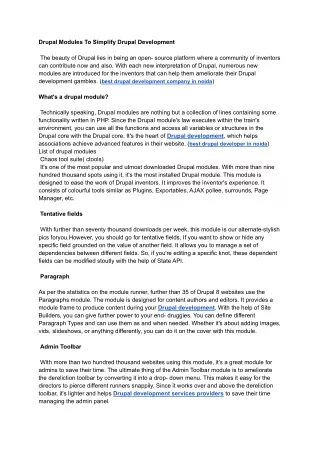 drupal modules to simplify drupal development