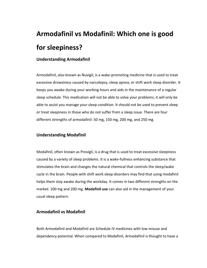 armodafinil vs modafinil which one is good