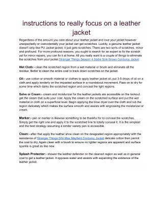 instructions to really focus on a leather jacket