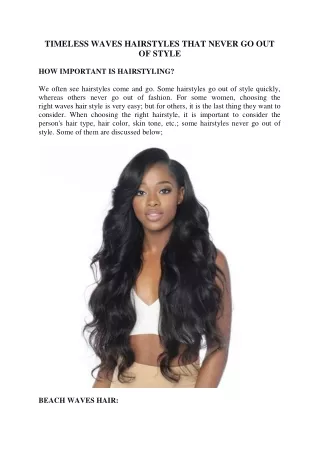 TIMELESS WAVES HAIRSTYLES THAT NEVER GO OUT OF STYLE