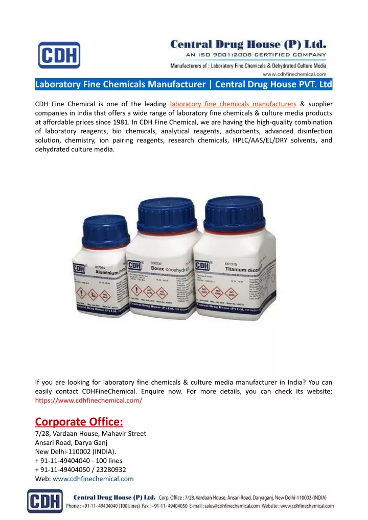 laboratory fine chemicals manufacturer central