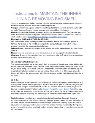 instructions to maintain the inner lining