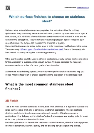 Which surface finishes to choose on stainless steel?