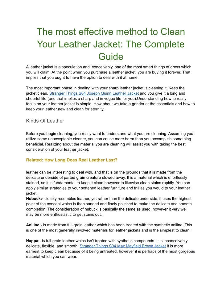 PPT themosteffectivemethodtocleanyourleatherjacketthe