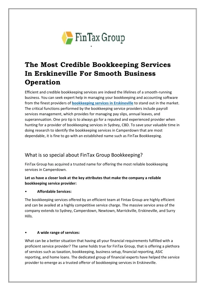 the most credible bookkeeping services