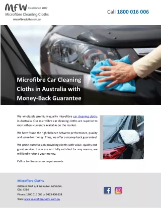 Microfibre Car Cleaning Cloths in Australia with Money-Back Guarantee