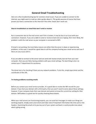 general email troubleshooting