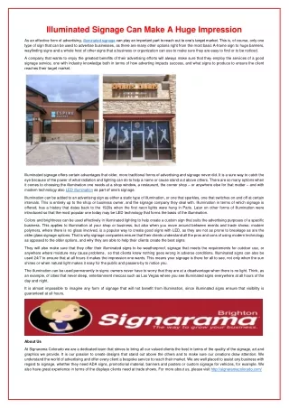 illuminated signage can make a huge impression