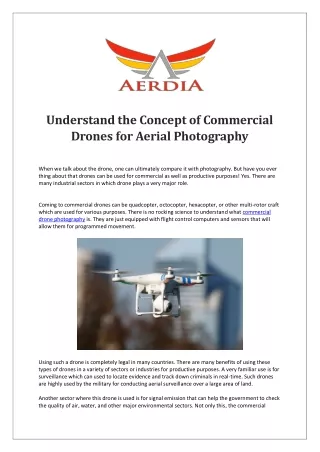 Understand the Concept of Commercial Drones for Aerial Photography