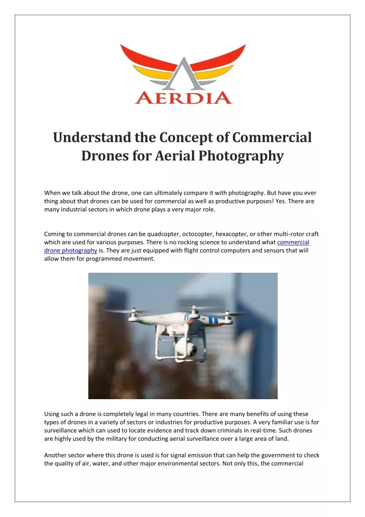 understand the concept of commercial drones