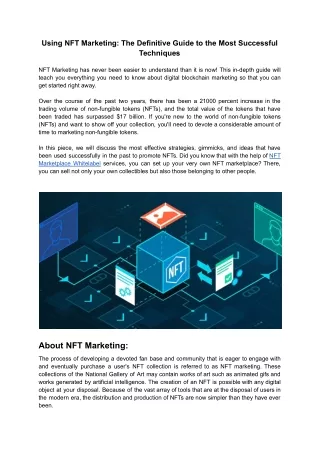 NFT Marketplace Whitelabel Services