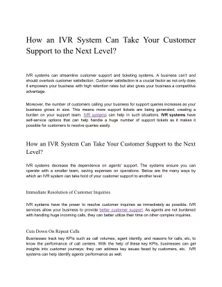 how an ivr system can take your customer support