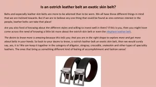 Is ostrich leather belt an exotic skin belt