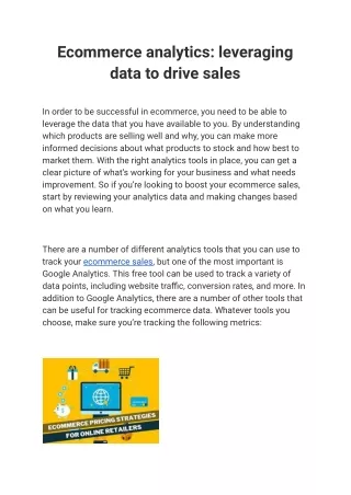 Ecommerce analytics_ leveraging data to drive sales