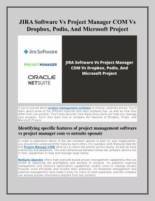 jira software vs project manager com vs dropbox