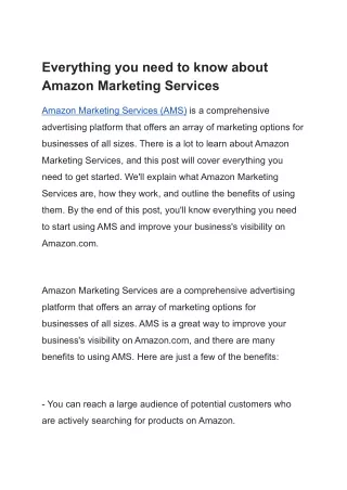 Everything you need to know about Amazon Marketing Services