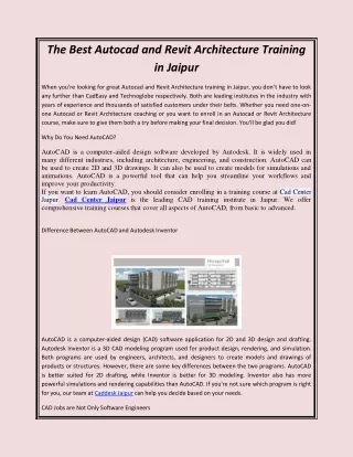 the best autocad and revit architecture training