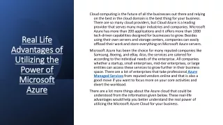 PPT- Real Life Advantages of Utilizing the Power of Microsoft Azure
